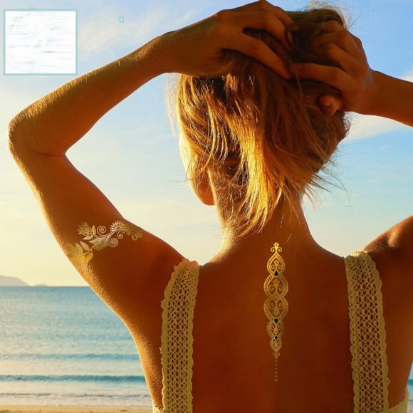 3 sheets Golden Silver Temporary Tattoo - Picture 7 of 16